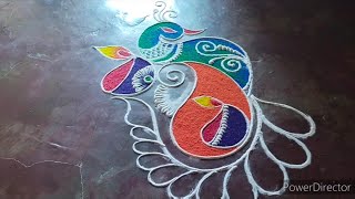 Beautiful Peacock Rangoli Design 🌷 Diwali Rangoli Design 2024 🌷 Diwali Kolam 🌷saptrangi 🌷 rangoli [upl. by Yrehc188]