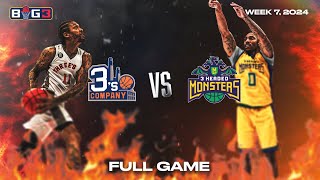 2024 BIG3 Week 7  3s Company vs 3 Headed Monsters [upl. by Andryc173]