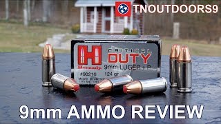 9mm P 124 gr Hornady Critical Duty Ammo Review [upl. by Icyac]