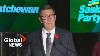 Sask election 2024 Scott Moes Saskatchewan Party projected to form majority government [upl. by Akiram]