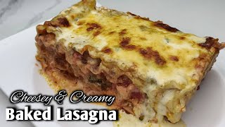 Cheesey and Creamy Lasagna by mhelchoice Madiskarteng Nanay [upl. by Nnyla]