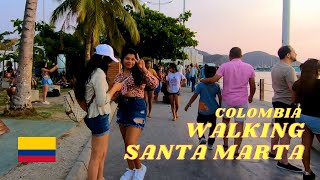 Santa Marta Beach Walk A Visual Tour of Colombias Beautiful Coastline and Promenade [upl. by Nail]