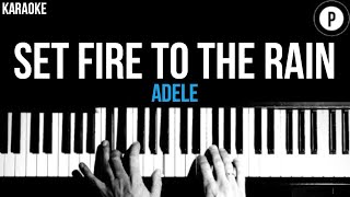 Adele  Set Fire To The Rain Karaoke SLOWER Acoustic Piano Instrumental Cover Lyrics [upl. by Nor]