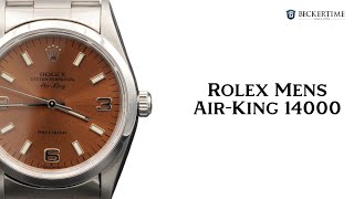 Mens Rolex Stainless Steel AirKing Watch Salmon Arabic Dial 14000 [upl. by Sidoney]