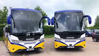 New Scania Finesse Coaches for Johnsons Coaches 2018 [upl. by Ahsotal]