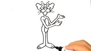 How to DRAW PINK PANTHER Easy Step by Step Drawing Tutorials [upl. by Ahsatan549]