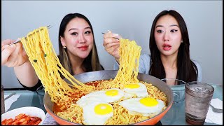 SPICY RAMEN NOODLES MUKBANG 🍜 [upl. by Joelynn746]