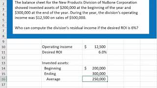 Residual Income Example [upl. by Clementina]