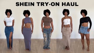 SHEIN TRYON HAUL  DENIM SKIRTS PANTS DRESSES AND CUTE SETS [upl. by Nichol]