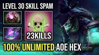 WTF 2 Sec CD Bad Juju Unlimited Poison Touch AOE Hex 100 Overpower Level 30 Carry Dazzle Dota 2 [upl. by Robaina]