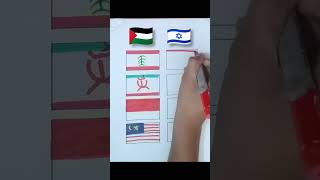 Palestine 🇵🇸 and Israel 🇮🇱 Support Countries flag drawing shorts shortsfeed trending [upl. by Zindman]