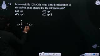 In acetonitrile CH3CN what is the hybridization of the carbon atom attached to the nitrogen a [upl. by Aicelet]