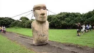 Moai statue walks with mongolian music earrape [upl. by Yrelbmik552]