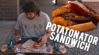 GNARLY LONGBOARDER INVENTS NEW SANDWICH POTATONATOR [upl. by Yle742]