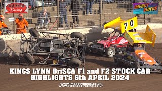 Kings Lynn BriSCA Stock Car Racing F1 and F2 6th april 2024 [upl. by Anagrom]