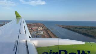 AirBaltic Airbus 220300 YLABN Landing Barcelona Airport LEBL LH1816 [upl. by Ellemrac744]