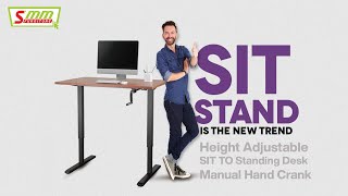 Height Adjustable Standing Desk Manual Hand Crank  How To Assemble Height Adjustable Table [upl. by Bette-Ann]