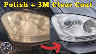 Headlights Restoration Polish amp 3M Clear Coat Mercedes ML W164 [upl. by Atinnod]