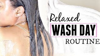 Wash Day Routine For Relaxed Hair 2018 [upl. by Reeher837]