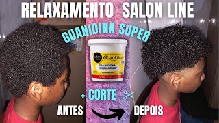 Relaxamento Guanidina Salon Line em Cabelo Crespo Masculino  Corte [upl. by Aurlie699]