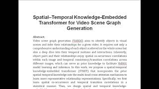 Spatial–Temporal Knowledge Embedded Transformer for Video Scene Graph Generation [upl. by Miriam]