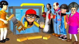 Scary Teacher 3D vs Squid Game Unlock Valve Glass Tank 5 Times Challenge Miss T vs 3 Neighbor Win [upl. by Rochell]