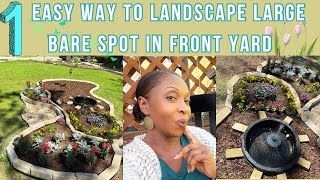 1 EASY Way to Landscape a Large BARE SPOT in Front YardNo Dig Landscape EdgingSpring 🪻🦋💕💚 [upl. by Ahsart]