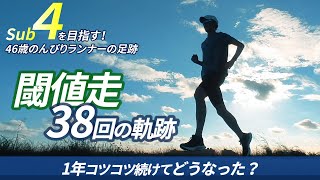 この1年で閾値走を38回行った結果どうなった？簡単にまとめてみました【サブ4目指して80走目】 [upl. by Adaner]