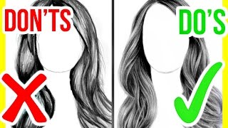 DOS amp DONTS How to Draw Realistic Hair  Step by Step Drawing Tutorial [upl. by Annawik]