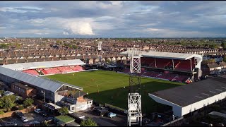 Grimsby Town FC Blundell Park Football Stadium England By Drone 2023 [upl. by Eittap915]