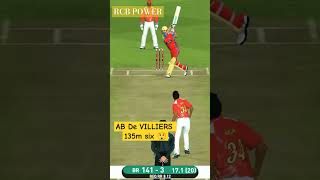 Ab de Villiers hit 135 m six  shorts abdevilliers rcb cricket ipl [upl. by Ydnagrub]