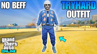 GTA 5 ONLINE EASY BLUE JOGGERS COP BELT TRYHARD MODDED OUTFIT 168 NO NET CUT [upl. by Ciredec13]