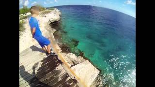 Cliff jumping at Oil Slick in Bonaire [upl. by Ahtibat298]