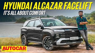 2024 Hyundai Alcazar facelift review  New look better comfort  First Drive  Autocar India [upl. by Maxim615]