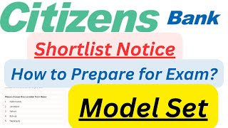 Citizen Bank Shortlist Notice  Citizen Bank Model Question  Citizen Bank Vacancy update [upl. by Adliwa633]