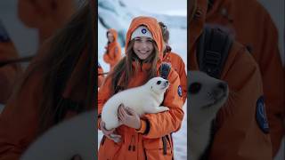 Baby seal foraging to survive in the cold arctic cuteanimals [upl. by Haeluj197]