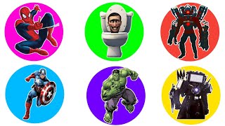 Superhero Marvel Spiderman Large Skibidi Toilet Titan Speaker man Captain America TvMan Upg 40 [upl. by Arlana]