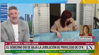 El Gobierno dio de baja la jubilación de privilegio de CFK lo anunció el vocero Adorni [upl. by Ymassej338]