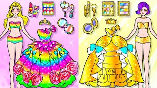 🐾paper dolls🐾 Rich vs Poor Rapunzel Makeup and Dress Design in Prom  Rapunzel Family 놀이 종이 [upl. by Terrene]