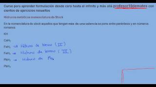 Formulación inorgánica 07 Hidruros metálicos nomenclatura de Stock [upl. by Studley394]