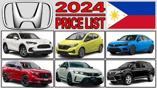 Honda Car Price List Philippines 2024 [upl. by Ahseiyk]