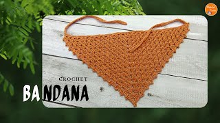 Crochet Bandana tutorial  Easy Crochet Granny triangle bandana head scarf kerchief for Beginners [upl. by Bortman866]