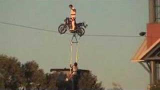 Nerveless Nocks Extreme Motorcycle High Wire Aerial Thrill Show [upl. by Adniram148]