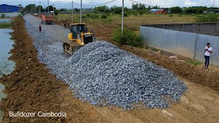 Best Techniques Poccessing Dozer Pushing Gravel Making Foundation Village Road 50 [upl. by Calder]