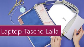 LaptopTasche Laila nähen  mit Tragegurt [upl. by Enajiram]