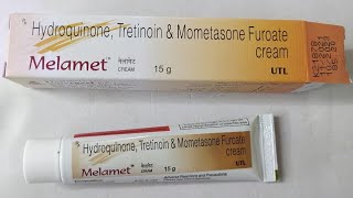 Melamet Cream  Hydroquinone Tretinoin amp Mometasone Furoate Cream  Melamet Cream Skin Lightening [upl. by Idnek]