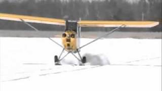 Aeronca Champ on TrickAir Sport 1500 Snow Skis [upl. by Georgetta]