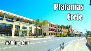 Platanias amp Agia Marina  Crete Greece  4K Walking Tour  City Driver Tours [upl. by Donelu349]