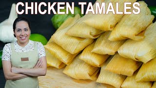 How to make GREEN CHILE CHICKEN TAMALES Recipe  AUTHENTIC MEXICAN TAMALES  Villa Cocina [upl. by Randal130]