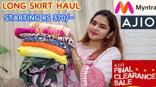 Myntra 80 off Long skirt haul starting RS 370  Ajio Casual skirt haul  CLEARANCE SALE IS LIVE [upl. by Ecirtaemed538]